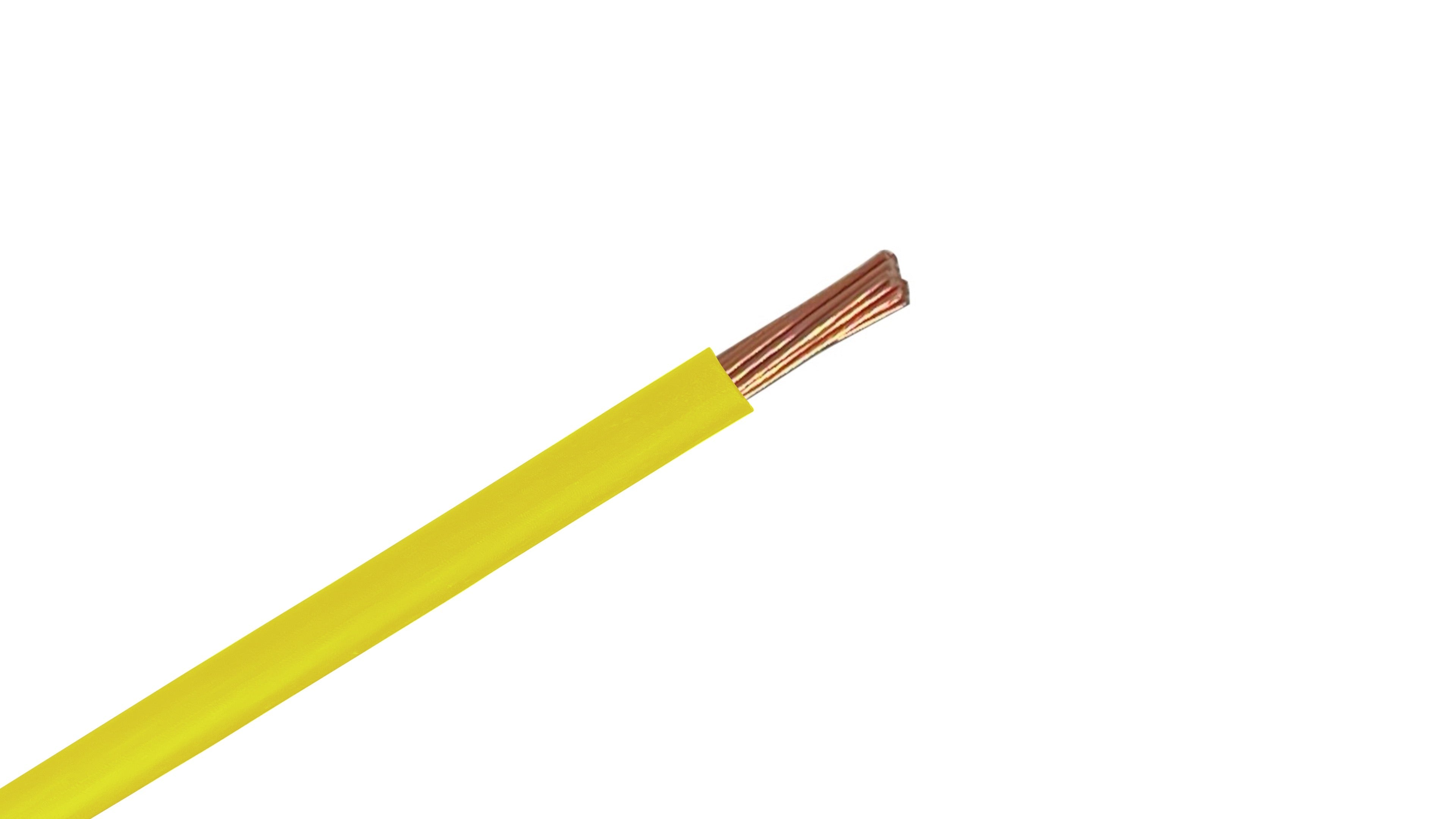 #6 AWG Copper XHHW-2 Wire, 600V Yellow XLPE Insulated Power Cable, 90°C Wet/Dry Rated Industrial Copper Conductor.