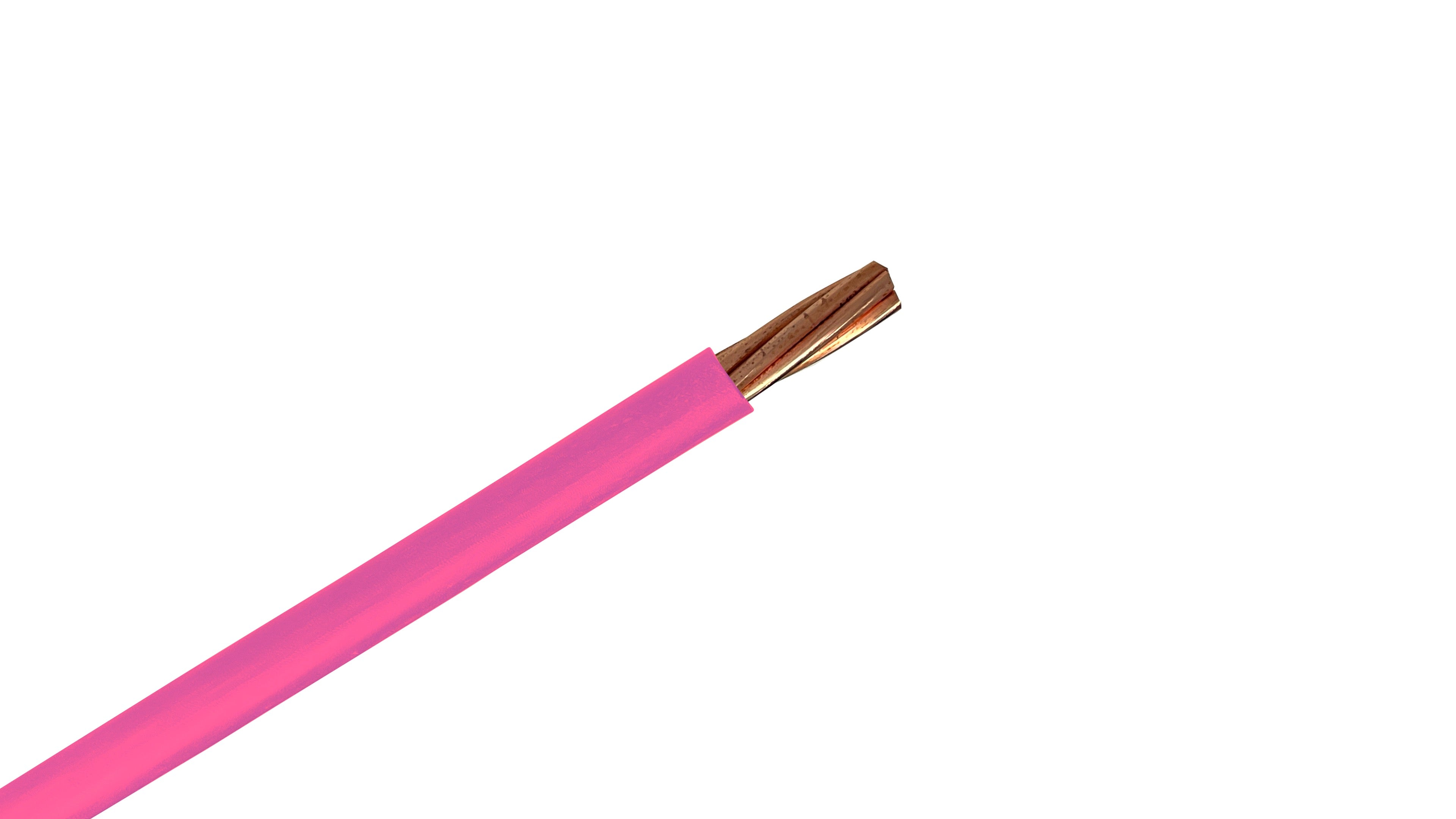 #4 AWG Copper XHHW-2 Wire, 600V Pink XLPE Insulated Power Cable, 90°C Wet/Dry Rated Industrial Copper Conductor.