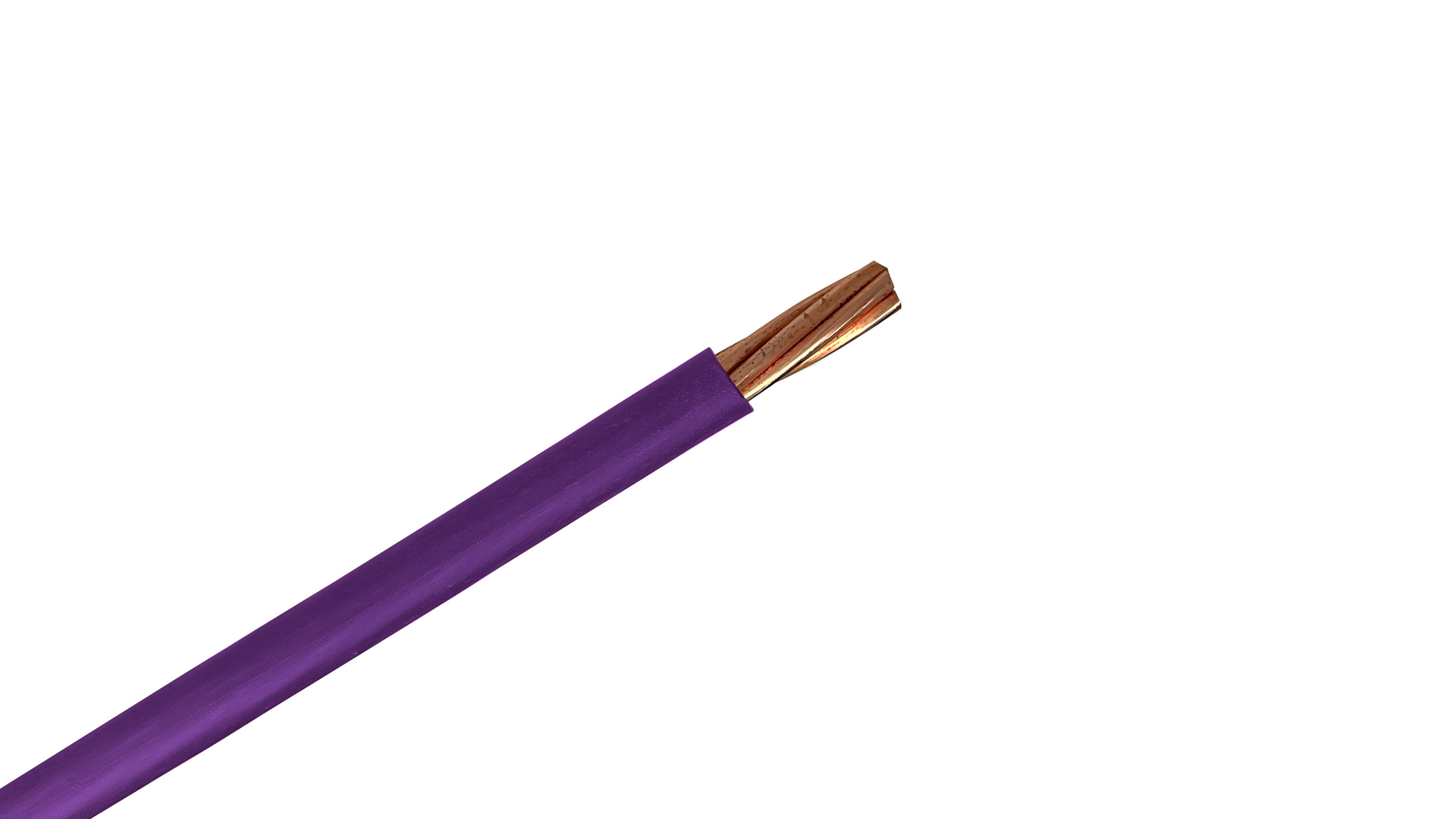 #4 AWG Copper XHHW-2 Wire, 600V Purple XLPE Insulated Power Cable, 90°C Wet/Dry Rated Industrial Copper Conductor.