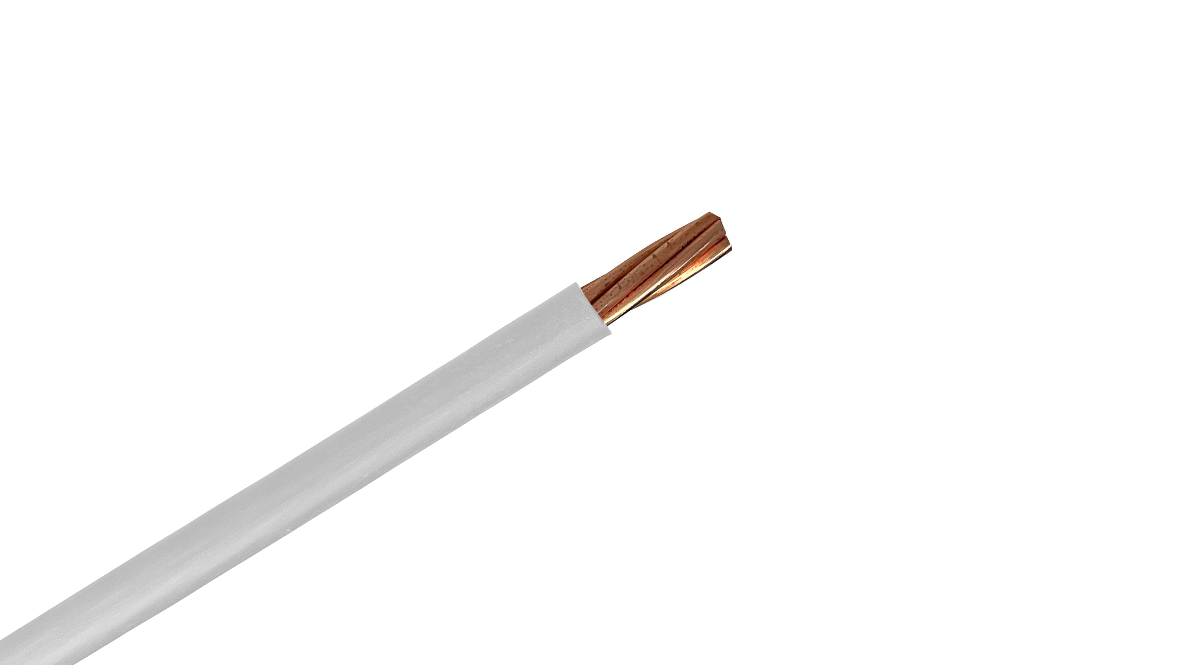 #4 AWG Copper XHHW-2 Wire, 600V White XLPE Insulated Power Cable, 90°C Wet/Dry Rated Industrial Copper Conductor.