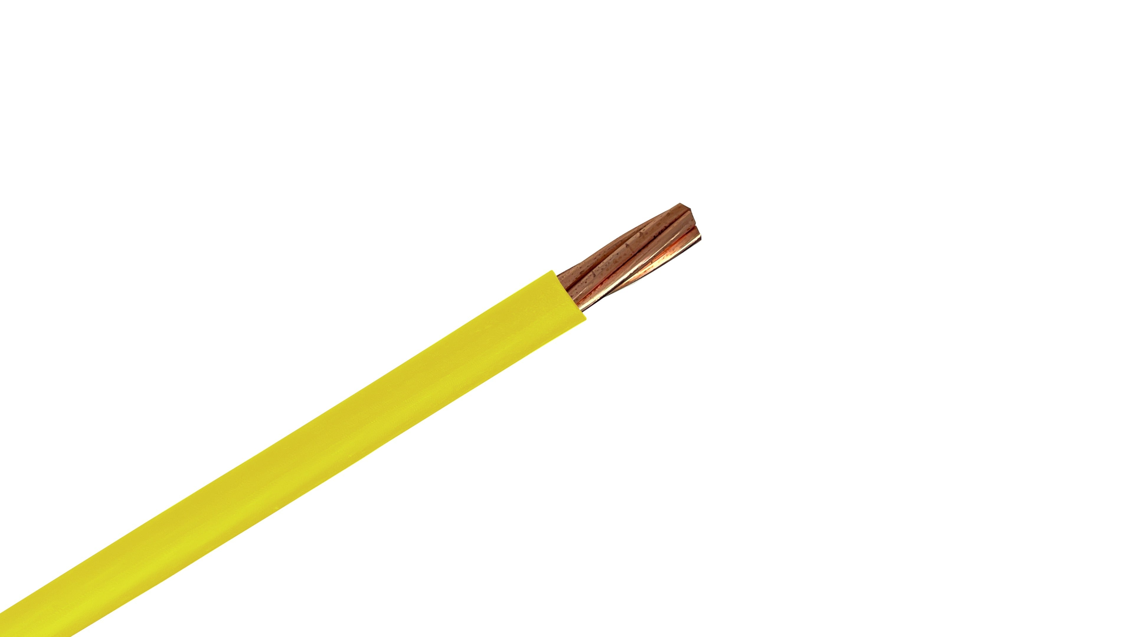 3/0 Copper XHHW-2 Wire, 600V Yellow XLPE Insulated Power Cable, 90°C Wet/Dry Rated Industrial Copper Conductor.
