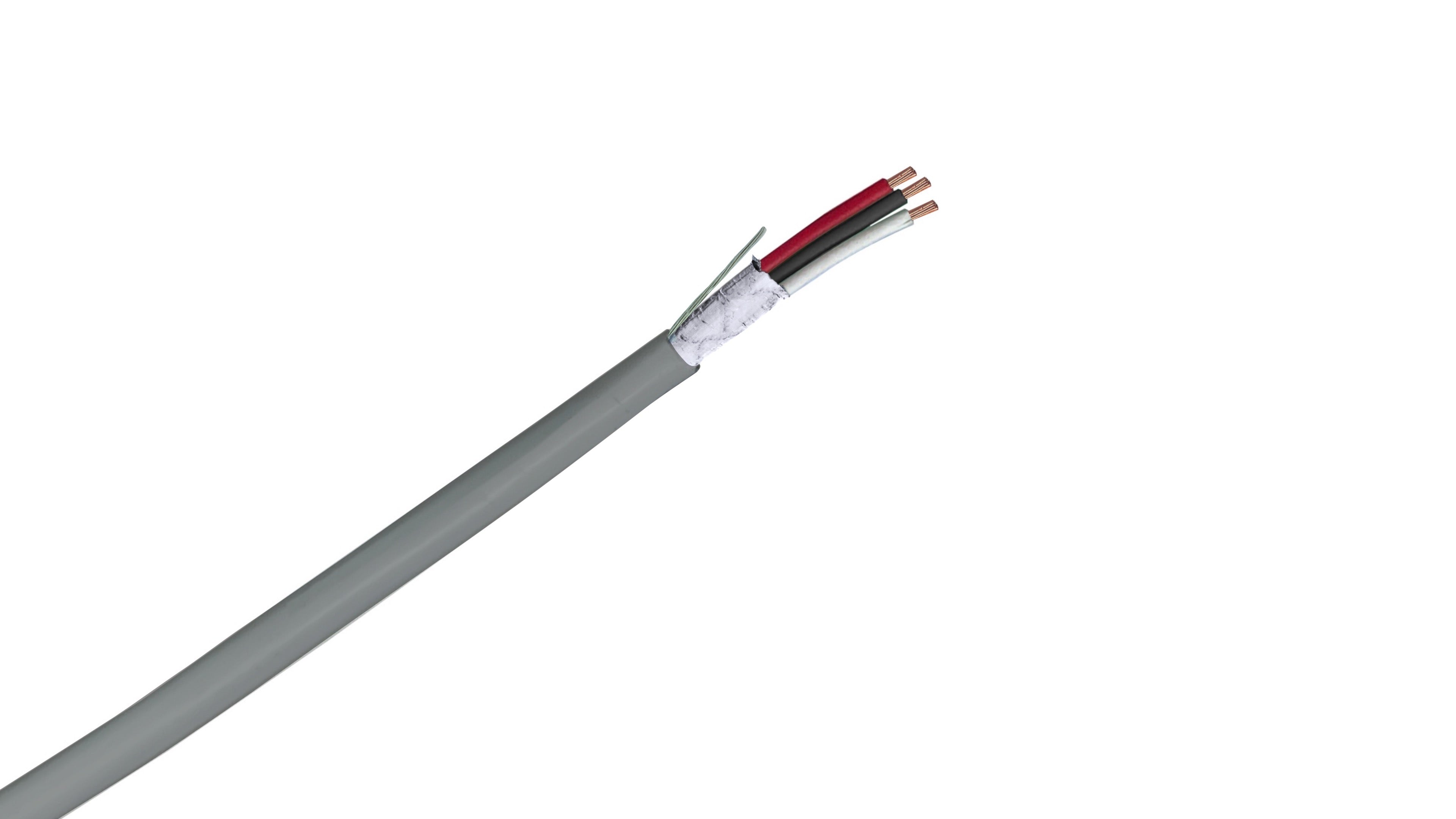 18-3 Shielded Riser Security Cable, 18 AWG 3-Conductor CMR Rated, Foil Shield with Drain Wire for Access Control & Alarms.